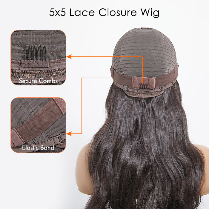 5x5 Glueless Lace Closure Wig 180% Density Body Wave