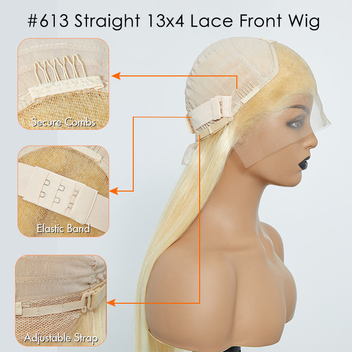 6-30 Inch Pre-Plucked 13"x4" #613 Straight Lace Frontal Wig 150% Density