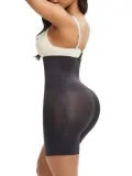 GAINES BLACK UNDER BUST SEAMLESS PANTY SHEER MESH ABDOMINAL CONTROL